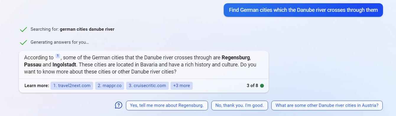 Find German cities which the Danube river crosses through them