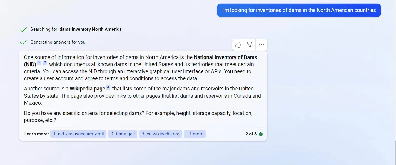 I'm looking for inventories of dams in the North American countries