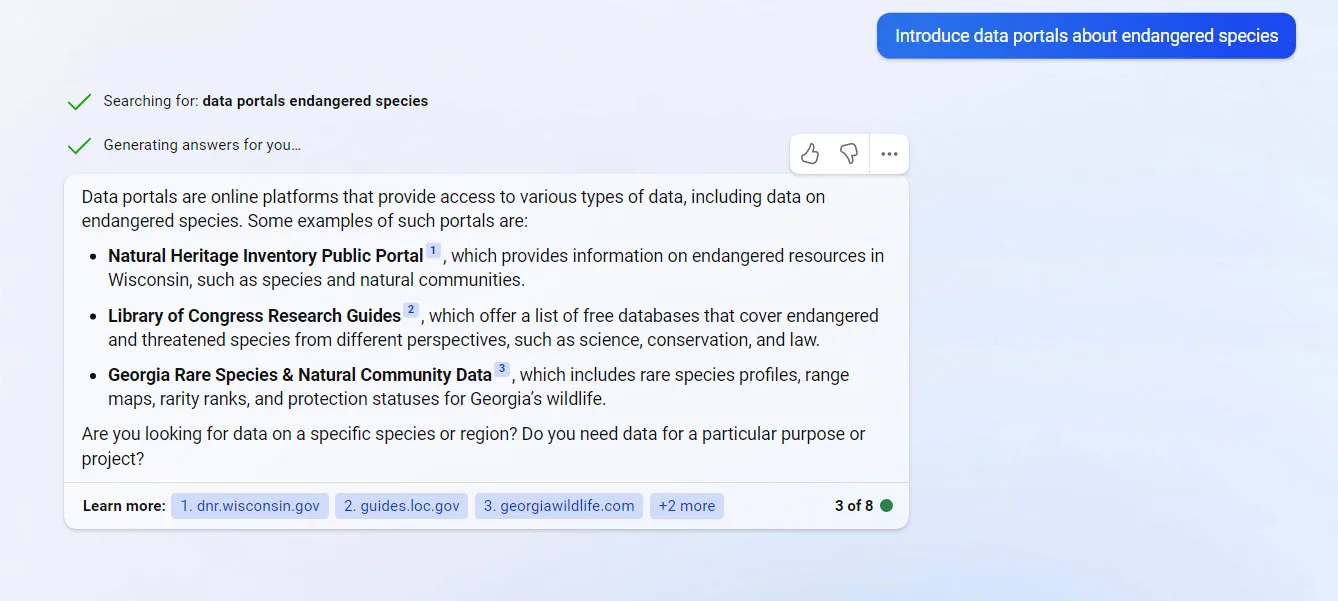 Introduce open access data portals about endangered species