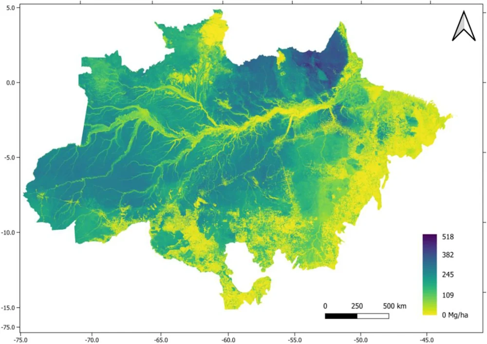 A New Map Showing All Above-Ground Biomass In The Brazilian Amazon