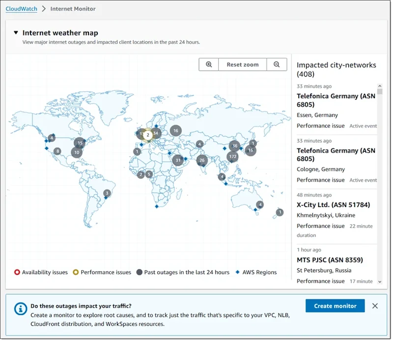 AWS Introduces CloudWatch Internet Weather Map